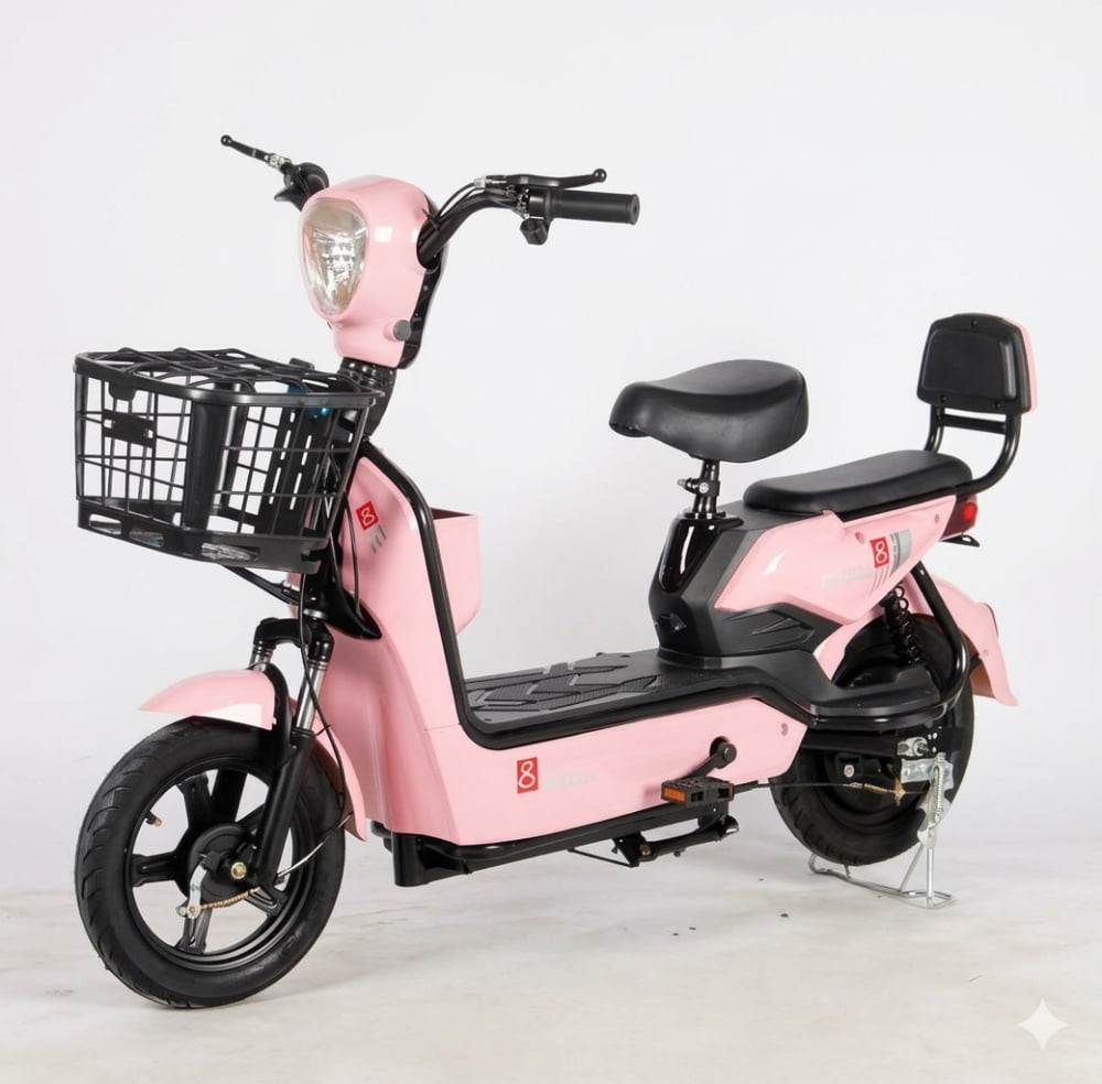 BICIMOTO ELÉCTRICA HÍBRIDA CON MOTOR DE 500W - Modelo 2 - Rosada