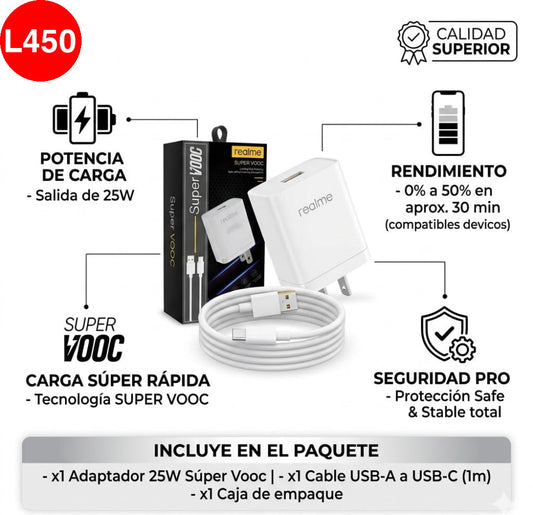 Cargador Rápido realme 25W Súper Vooc