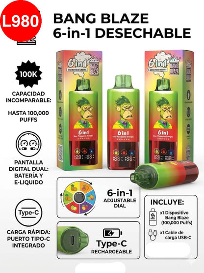 CIGARRO ELECTRONICO DESECHABLE BANG BLAZE DE 100,000 PUFF