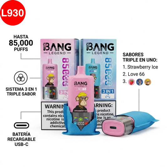 CIGARRO ELECTRONICO DESECHABLE BANG LEGEND DE 85,000 PUFF