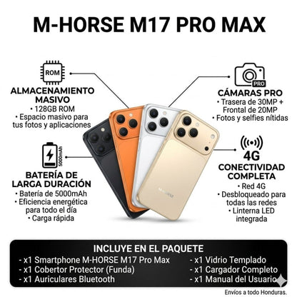 M-HORSE M17 PRO MAX DE 128GB/8GB RAM - Negro