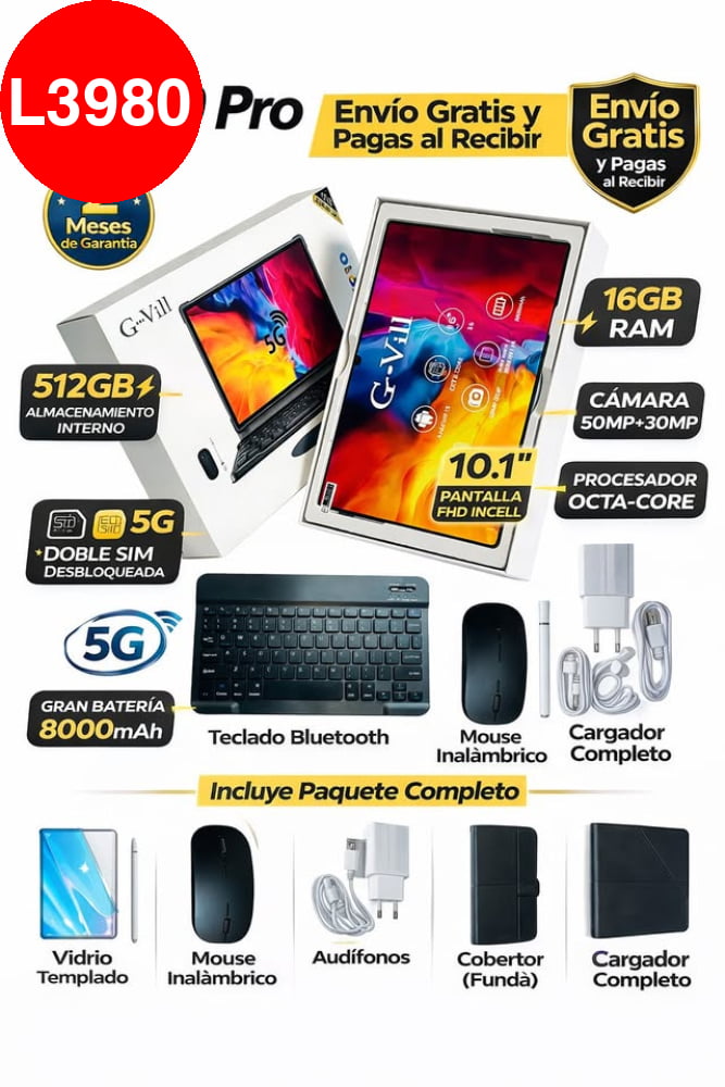 TABLET DE TRABAJO DE 10.1 PULGADAS FULL EXTRAS (16GB/512GB) - Negro