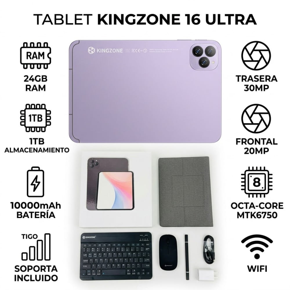 TABLET DE TRABAJO DE 10.1 PULGADAS FULL EXTRAS (24GB/1TB) - Morado