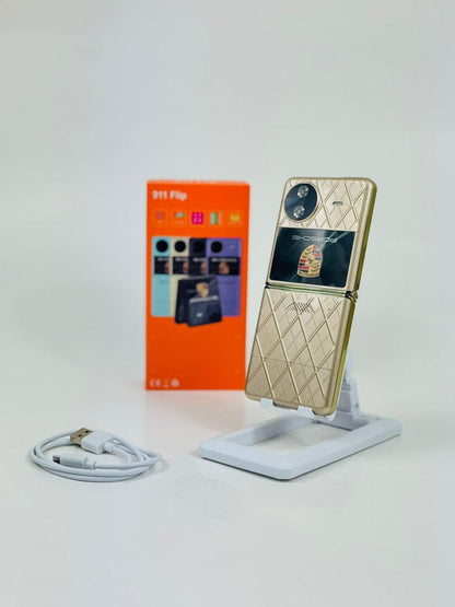 TELEFONO PLEGABLE FLIP 911 (ECONOMICO Y SENCILLO PARA ADULTOS MAYORES) - DORADO